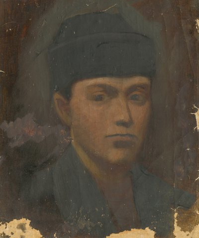 Head of a Man in a Black Fur Hat by Laszlo Mednyanszky